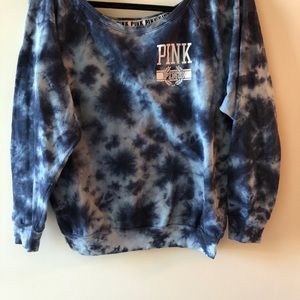 PINK a little bit off the shoulder tie dye sweater